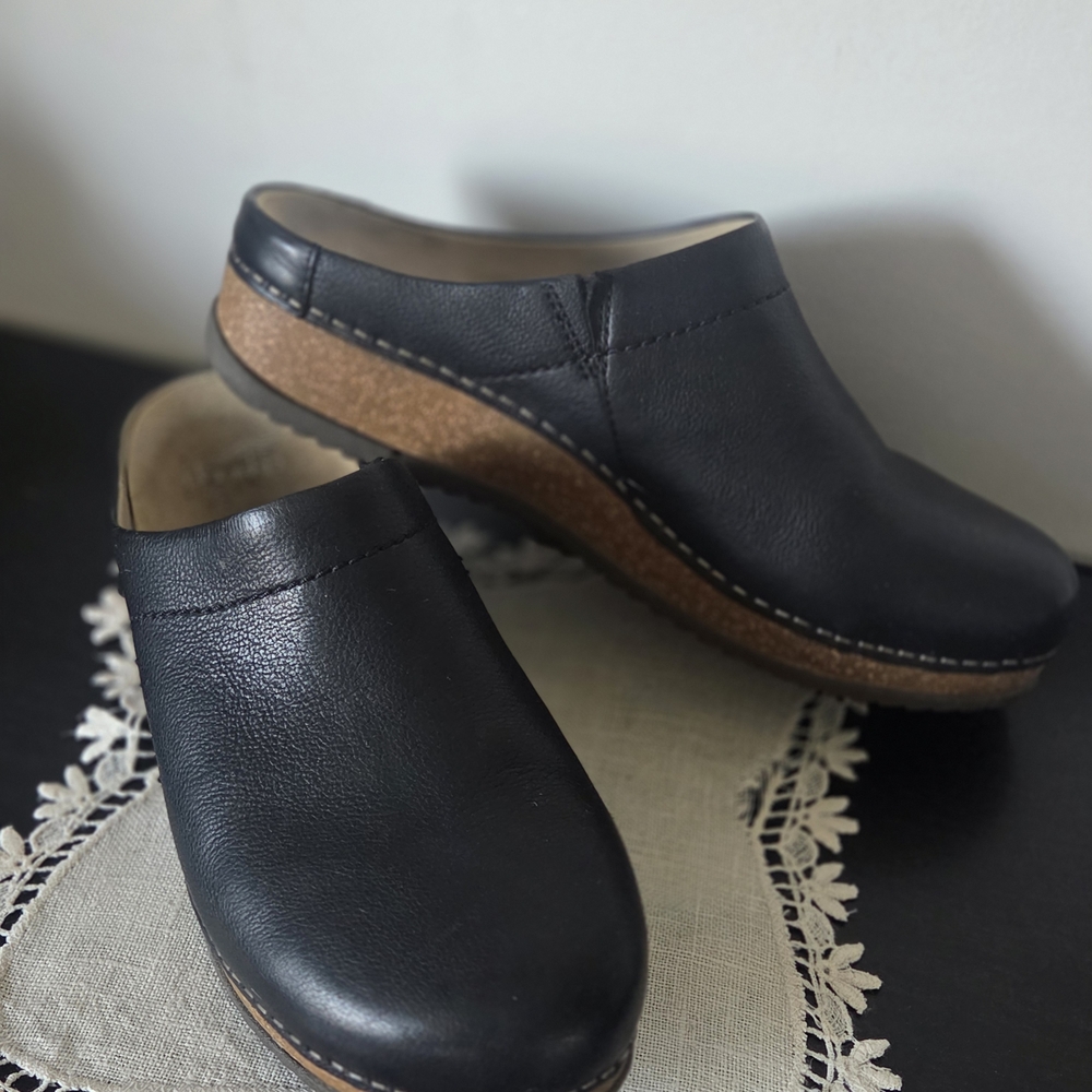Dansko Black Leather Clogs